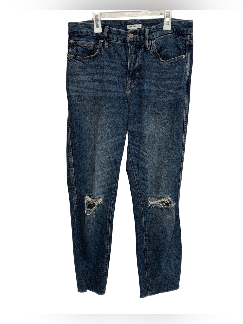 Good American Good Curve High Waist Raw Hem Straight Jeans Women's Size 8/29